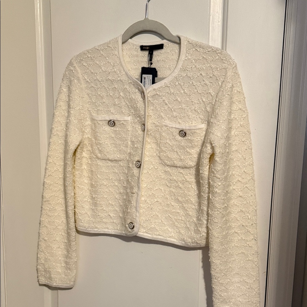 Maje White Quilted Blazer